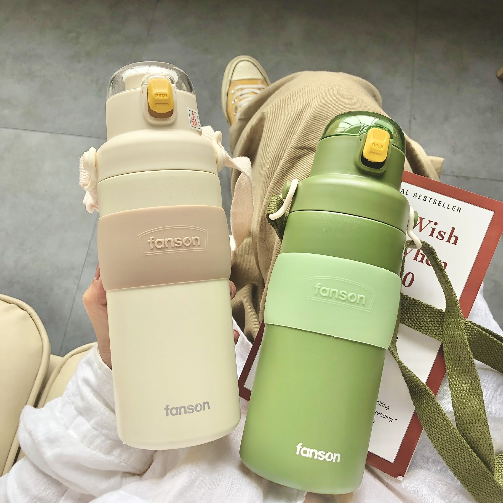 Large Capacity Thermos Outdoor Portable Cute Straw Thermos Mori Style Fresh Water Cup