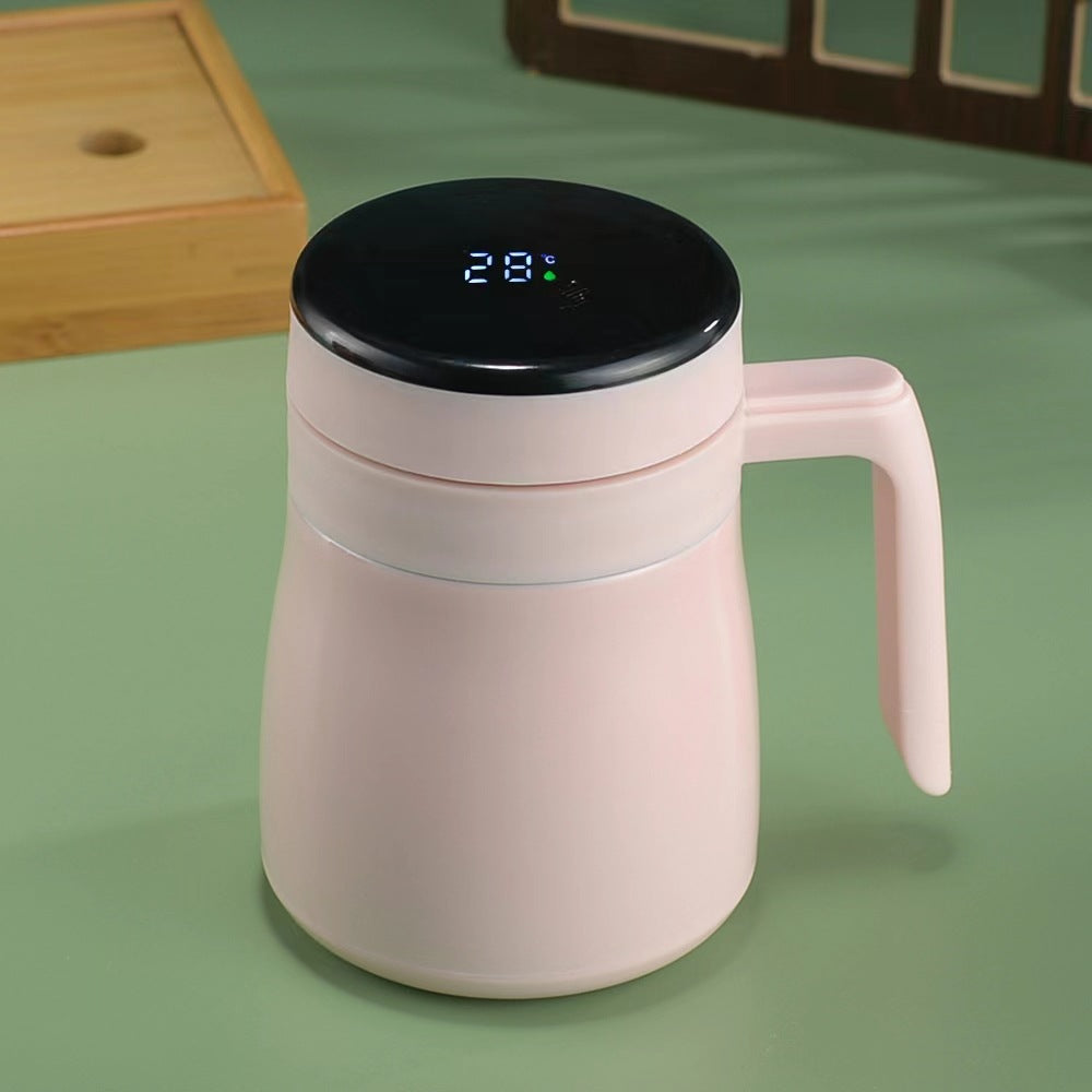 Foreign intelligent display temperature stainless steel insulation coffee cup tea separation office tea cup with handle
