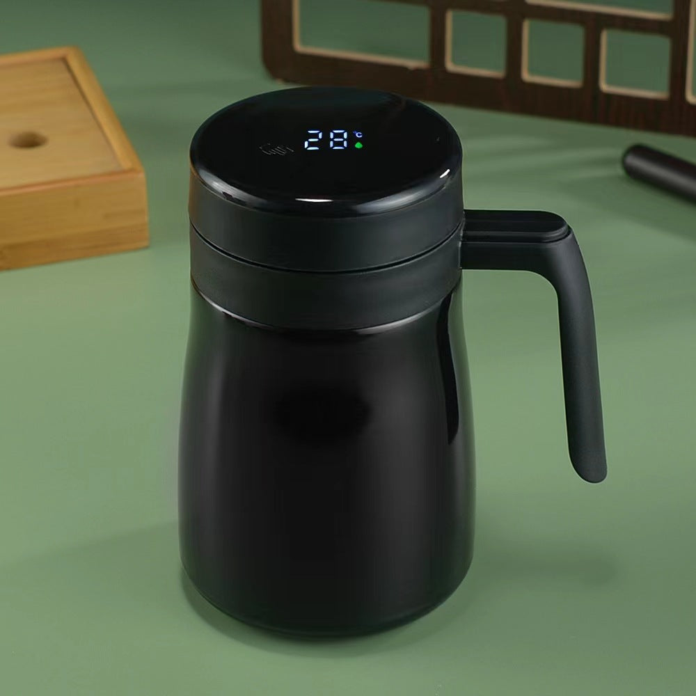 Foreign intelligent display temperature stainless steel insulation coffee cup tea separation office tea cup with handle