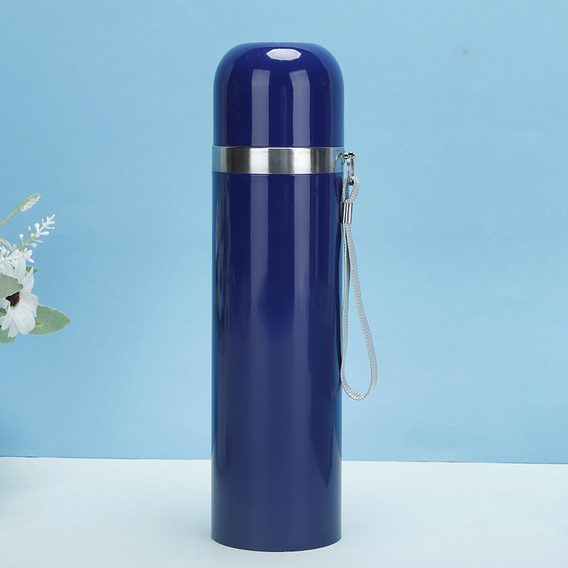 Bullet large capacity sports water bottle fashion 304 stainless steel thermos cup outdoor sports rope water Cup
