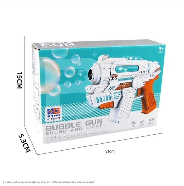 ✨ Colorful Bubble Machine Gun Toy with Sound & Light – Automatic Bubble Blaster for Kids 🎉