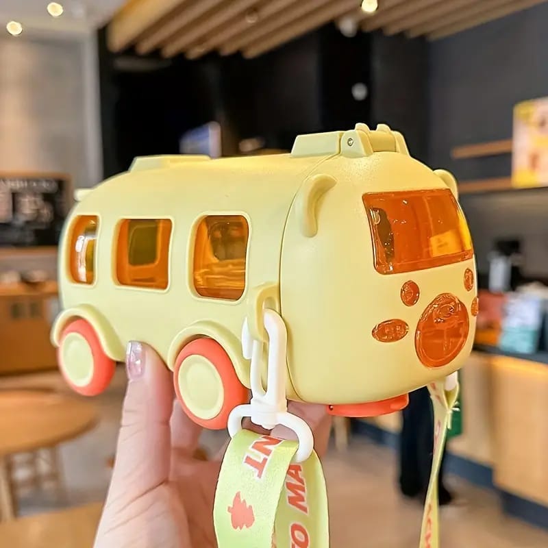 Cartoon Bus Straw Cup Cute Large Capacity Outdoors Car Water Cup Children Drinkware Bounce Straw Kettle
