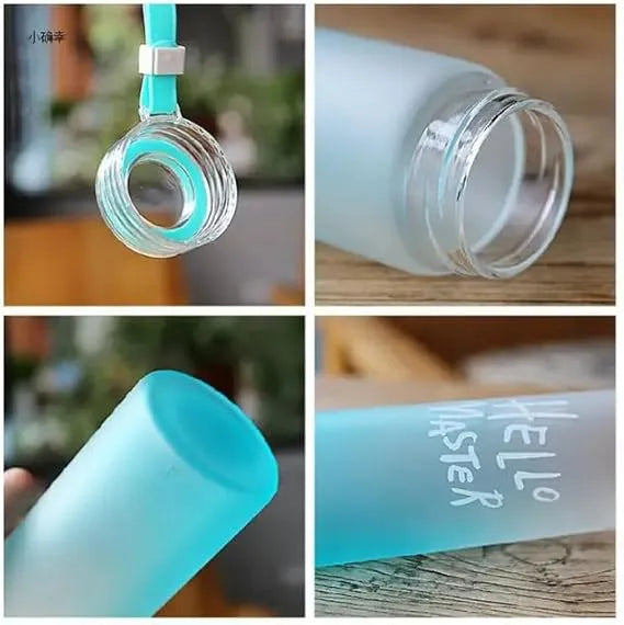 Hello Master Glass Bottle | 480ml Stylish Water Bottle with Rope | Leakproof, Durable & Eco-Friendly | Lightweight & Portable Hydration Bottle for School, Gym, Travel, Office, Outdoor & Home Use | Perfect for Kids & Adults PROMISE TO SELL
