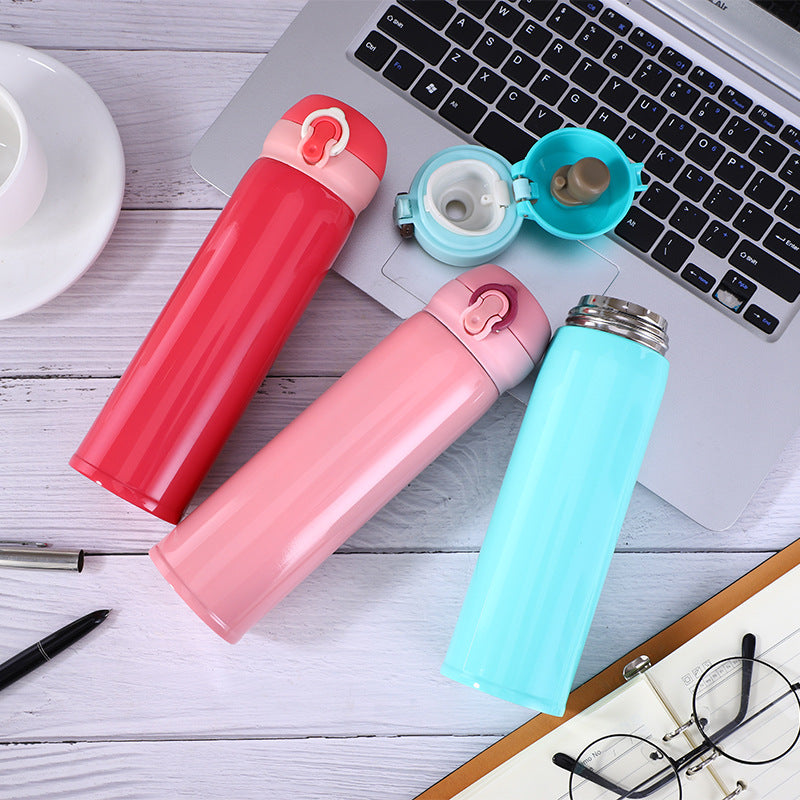 Stainless Steel Vacuum Flask Light Weight Student Thermos Portable Bottle Student Water Cup