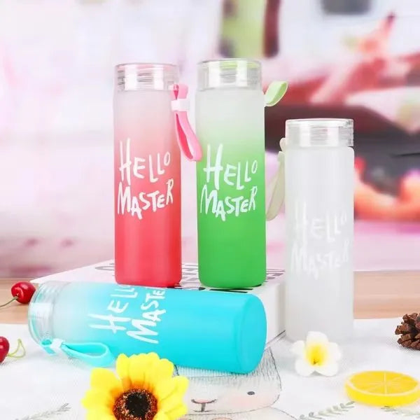 Hello Master Glass Bottle | 480ml Stylish Water Bottle with Rope | Leakproof, Durable & Eco-Friendly | Lightweight & Portable Hydration Bottle for School, Gym, Travel, Office, Outdoor & Home Use | Perfect for Kids & Adults PROMISE TO SELL