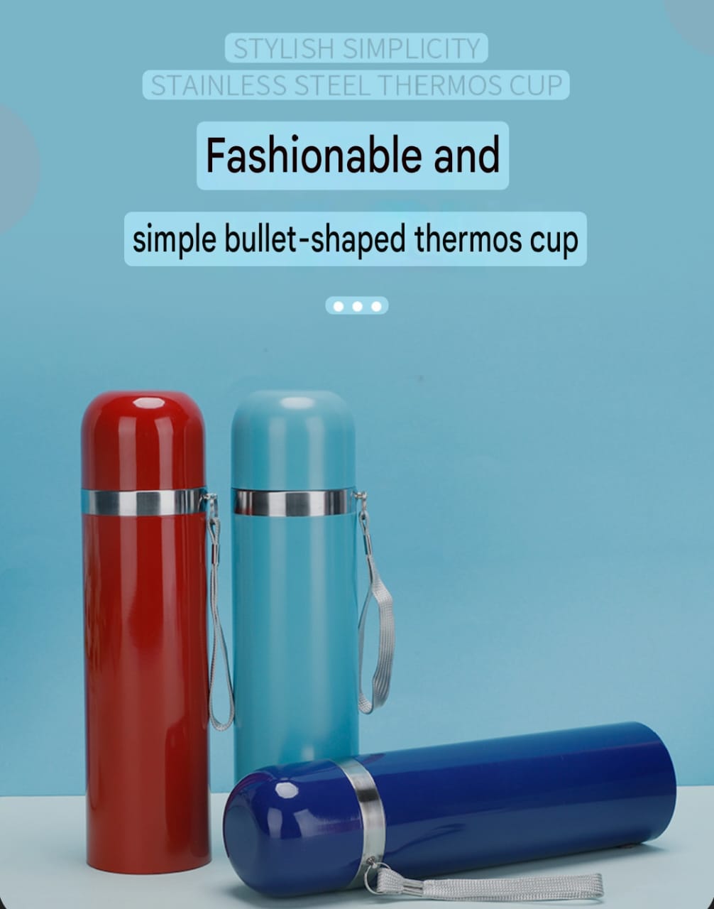 Bullet large capacity sports water bottle fashion 304 stainless steel thermos cup outdoor sports rope water Cup