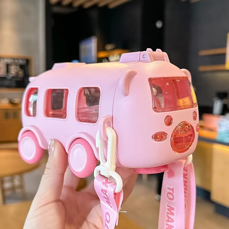 Cartoon Bus Straw Cup Cute Large Capacity Outdoors Car Water Cup Children Drinkware Bounce Straw Kettle