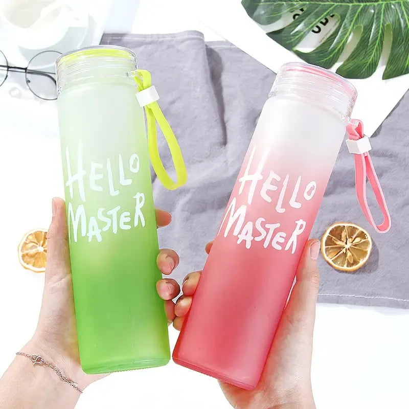 Hello Master Glass Bottle | 480ml Stylish Water Bottle with Rope | Leakproof, Durable & Eco-Friendly | Lightweight & Portable Hydration Bottle for School, Gym, Travel, Office, Outdoor & Home Use | Perfect for Kids & Adults PROMISE TO SELL