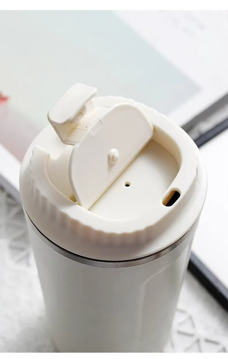 Imported Stainless Steel Vacuum Thermos Coffee Mug & Travel Flask – 380ml / 500ml, 304 Grade, Hot & Cold Insulated Tea Coffee Cup with Spill-Proof & Leakproof Lid, Ideal for Sports, Gym & Travel, Reusable Coffee Mug for Men & Women